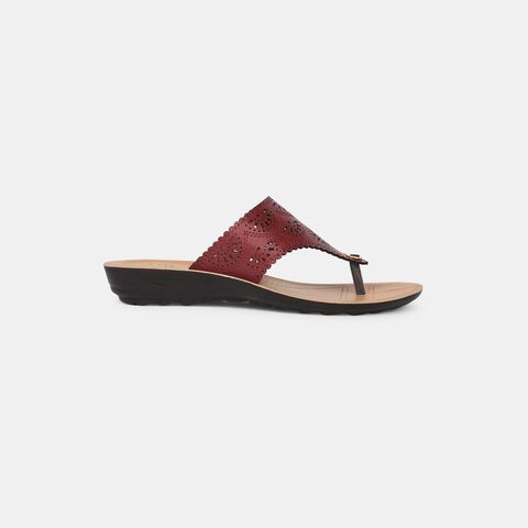 Bata Red Flat Thongs for Women